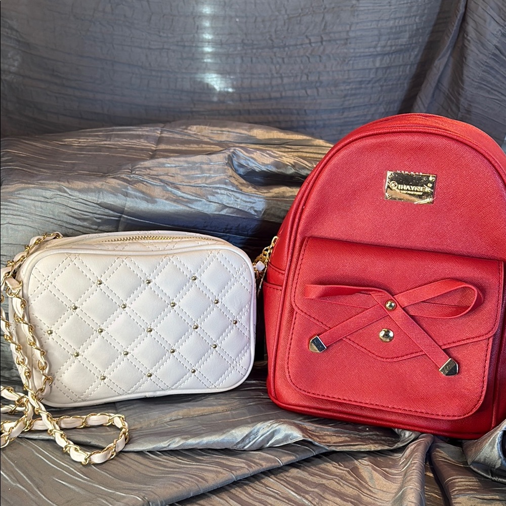 Red and White Women's Bag Set